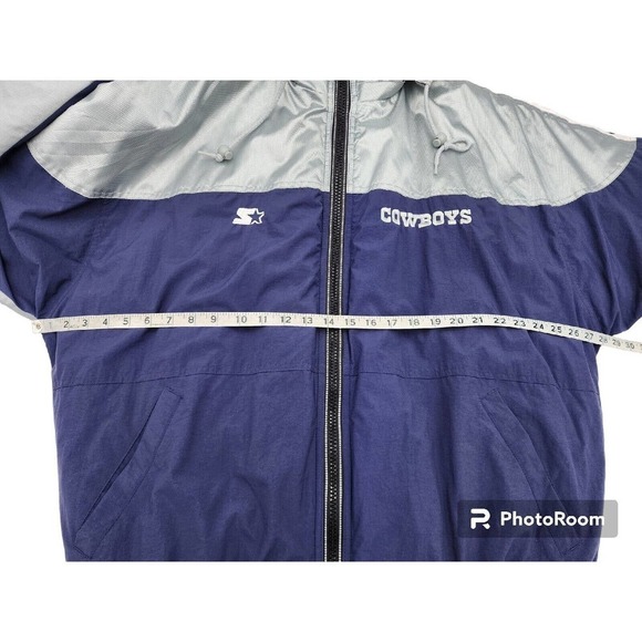 Starter Pro Line NFL Dallas Cowboys Puffer Nylon Coat 90s Shiny Men's La… - Picture 9 of 12